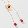 Gold Plated Circular Hair Braid with Maroon Stones