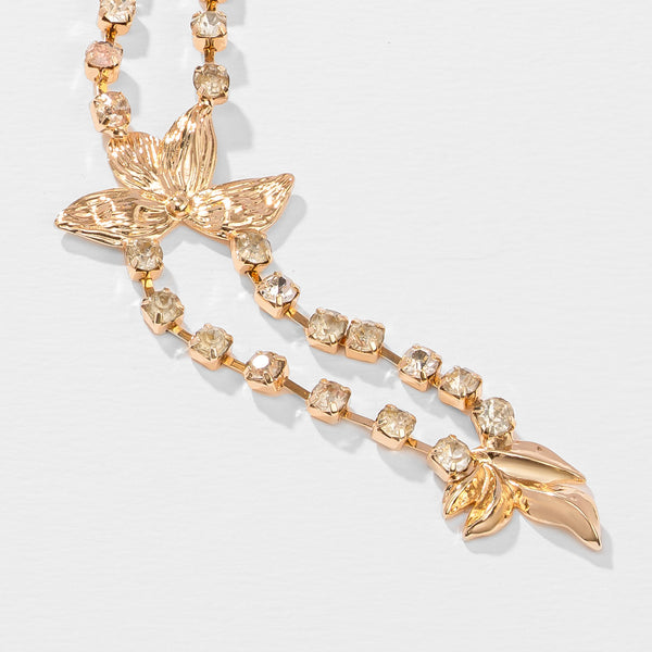 Gold Plated Flower Hair Braid with Crystals