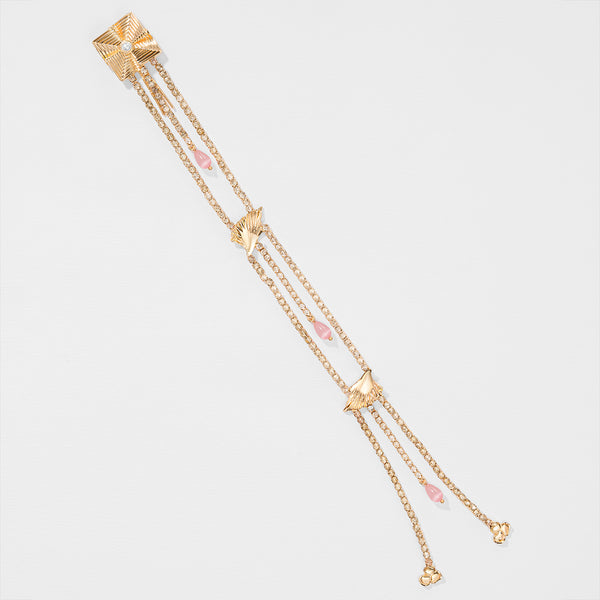 Gold Plated Flower Hair Braid with Crystals