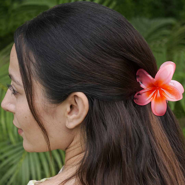 Flower Hair Claw Clips with Free Pouch - Set of 3 - Dark Peach