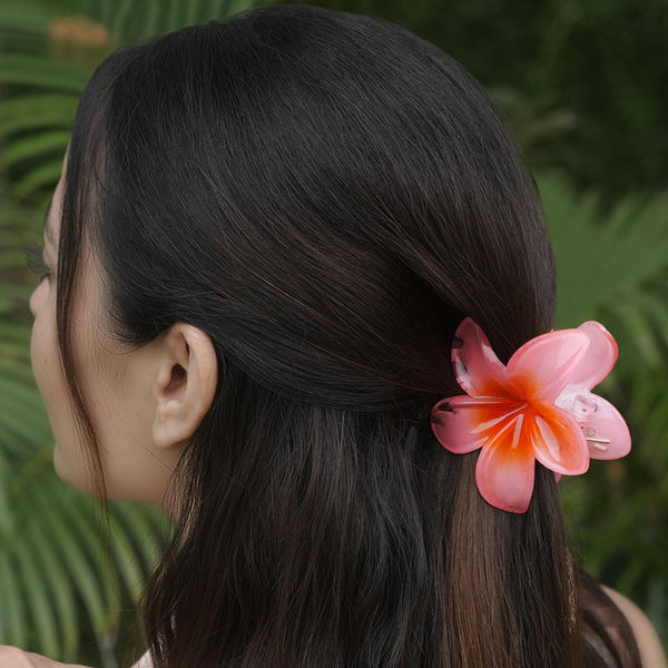 Flower Hair Claw Clips with Free Pouch - Set of 3 - Dark Peach