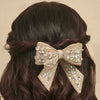 Embellished Crystal Hair Bow Barrette Clip - Gold & Silver