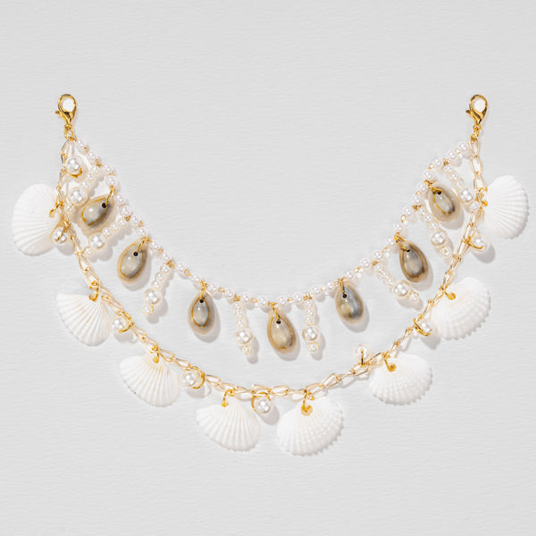 Shell & Pearl Hair Chain - White