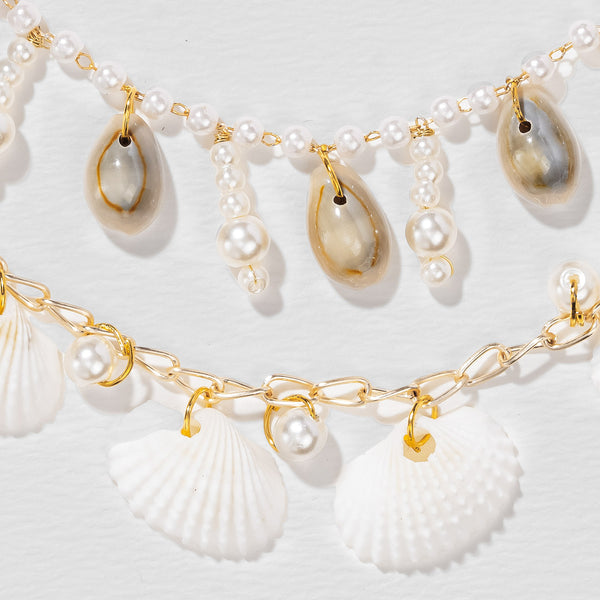 Shell & Pearl Hair Chain - White