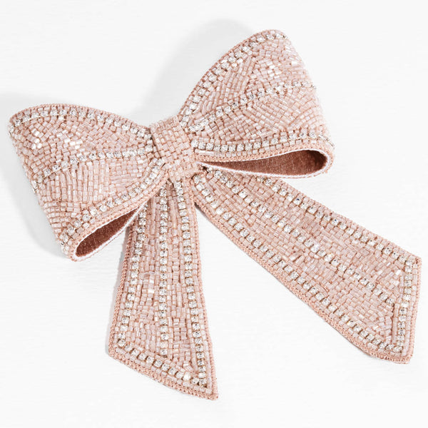 Blush Diamond Beaded Hair Bow