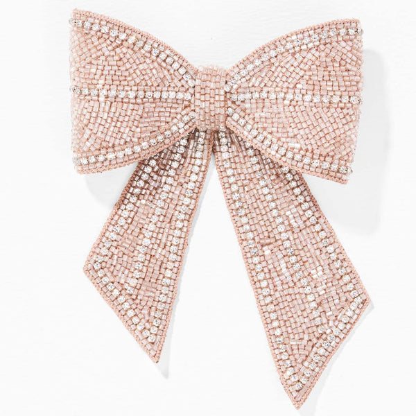 Blush Diamond Beaded Hair Bow