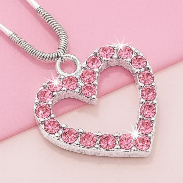 Crystal Heart U Pin - Pink