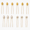 Gold and silver sparkle pins mixed in braided updo - crystal U-pins that catch the light