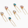 Crystal Pins - Set of 6 - Pink, Blue & Silver with Pearls
