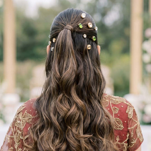 Crystal Pins - Set of 12 - Green, Orange, White