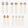 Set of multi-jewel crystal pins with varied shapes - easy-to-use U-pins for playful luxe hairstyles