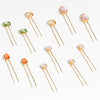 Multi-color crystal pins - green, amber, blush pink, champagne jewels for statement hair