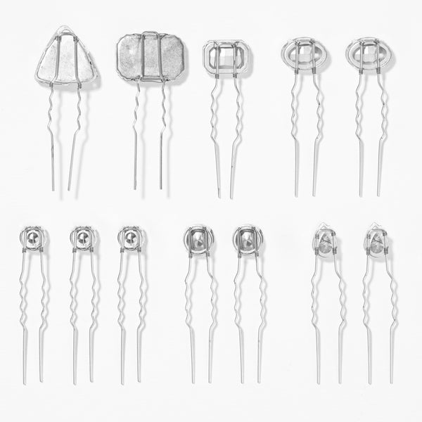 Crystals Pins - Set of 12 - Silver
