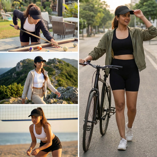 Soft ribbed textured visor with wide brim and breathable comfort - elevated summer sun cap