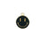 A small metal charm featuring a black smiley face with gold-colored accents and details.