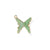 Green butterfly-shaped pendant with gold outline on a white background