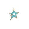 Star-shaped pendant with blue enamel and gold accents on a white background