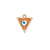 Triangular pendant with a blue eye design on an orange background, set against a white background.