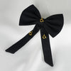 Black Satin Hair Bow - 3 Charms