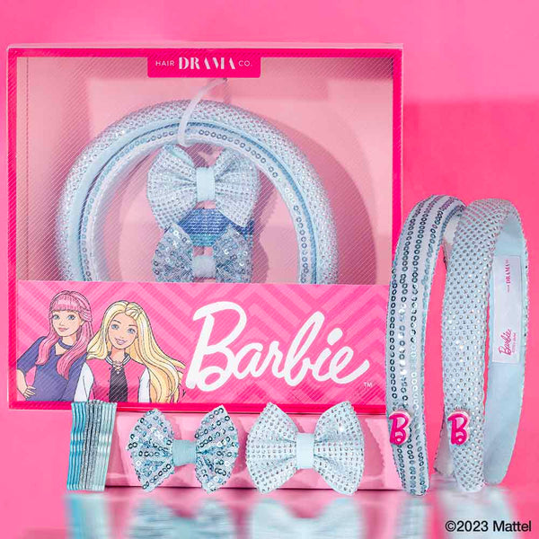 Barbie Kids Glam Gift Box with 2 Puff Hair Bands with Barbie Charm, 2 Hair Bows & 12 Hair Pins