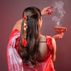 Coin & Mirror Hair Tassels with U Pin - Red