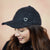 Tweed Baseball Cap with Heart Charm - Black