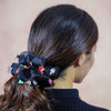 Oversized Organza Scrunchie with Charms - Black