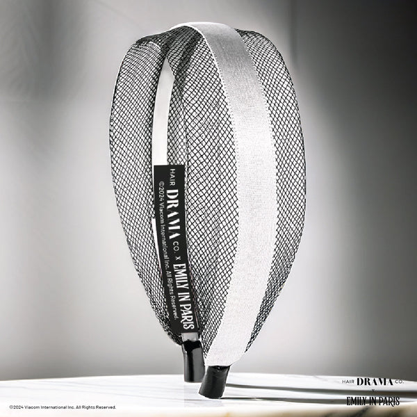 HDC x Emily in Paris Black Mesh Hair Band with Silver Ribbon