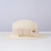 White Straw Flat Top Fedora Hat with Removable Bow Belt