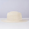 White Straw Flat Top Fedora Hat with Removable Bow Belt