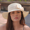 White Straw Flat Top Fedora Hat with Removable Bow Belt