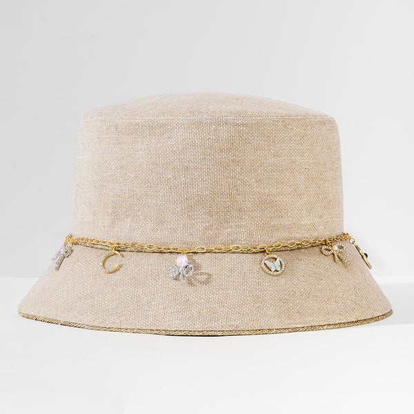 Crystal Charm Cruise Bucket Hat - Beige