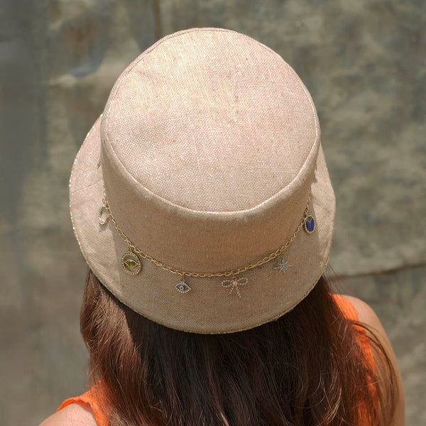 Crystal Charm Cruise Bucket Hat - Beige