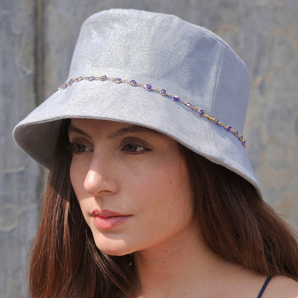 Evil Eye Charm Bucket Hat- Blue