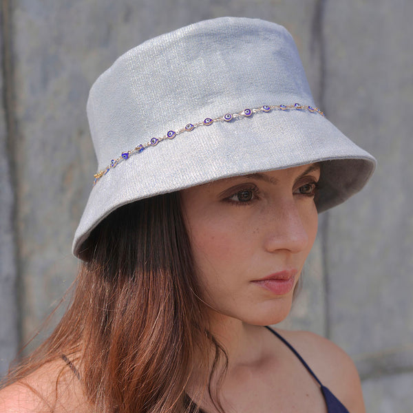 Evil Eye Charm Bucket Hat- Blue