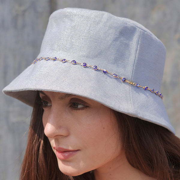 Evil Eye Charm Bucket Hat- Blue