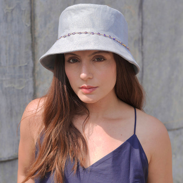 Evil Eye Charm Bucket Hat- Blue