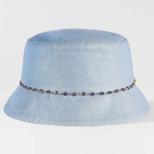 Evil Eye Charm Bucket Hat- Blue