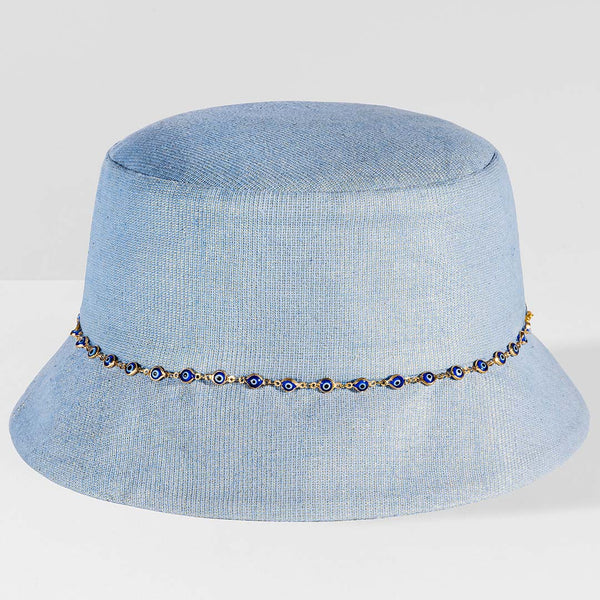 Evil Eye Charm Bucket Hat- Blue