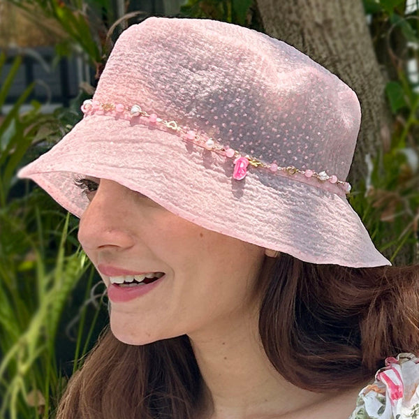 Barbie Organza Pearl Bucket Hat - Light Pink