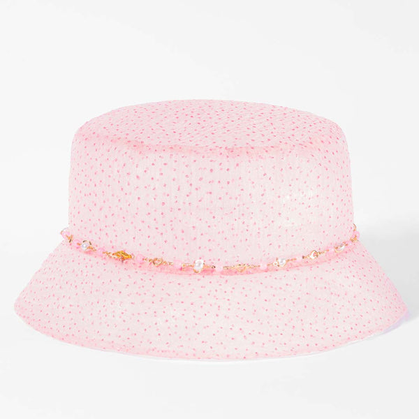 Barbie Organza Pearl Bucket Hat - Light Pink