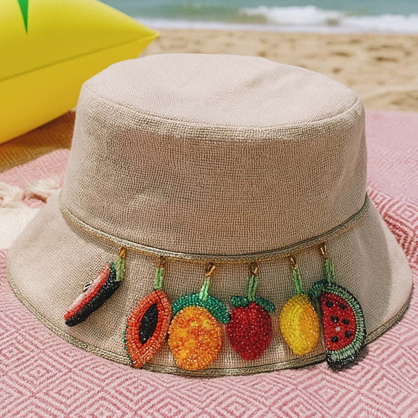 Embroidered Fruit Charm Cruise Bucket Hat