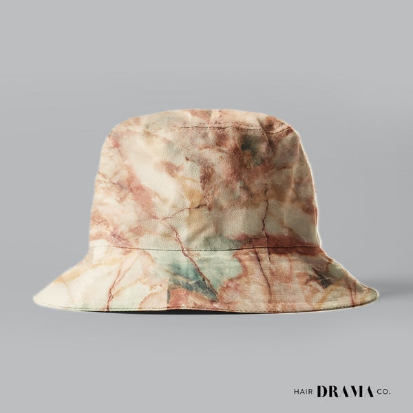 Kids Marbled Satin Bucket Hat - Gingerbread Brown