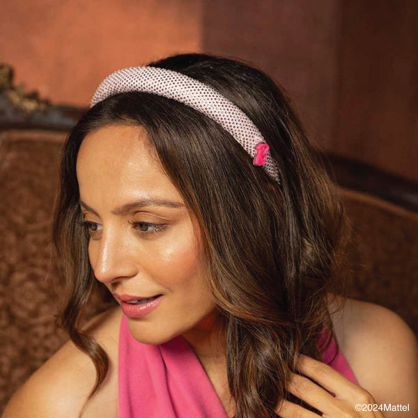 Barbie Rhinestone Puff Hair Band with Barbie Charm - Pink