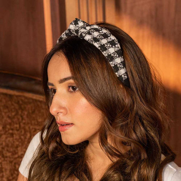 HDC X Emily In Paris Black & White Tweed Knotted Hair Band