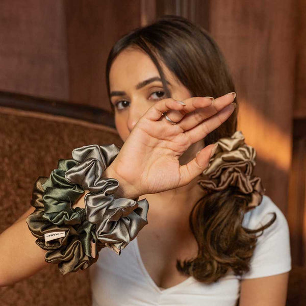 Classic Nudes Satin Scrunchies - Set of 5