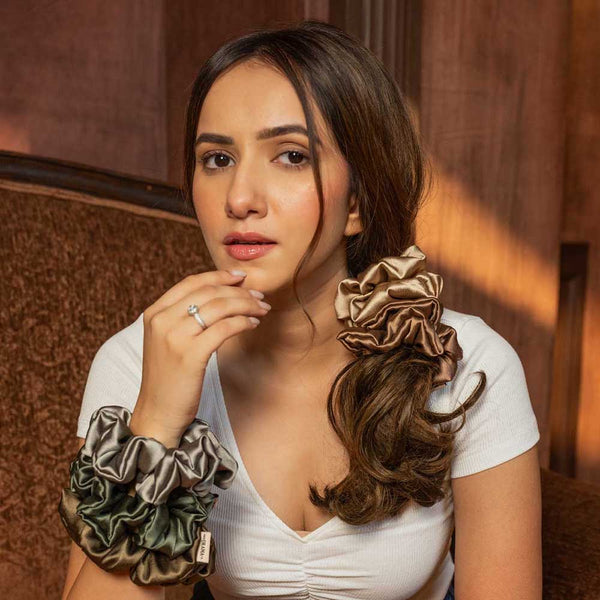 Classic Nudes Satin Scrunchies - Set of 5