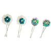Green Floral Bob Pins Set of 4