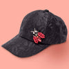 Black Lace Cap with Red Bug