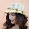Off-White Woven Straw Flat Brim Hat with Removable Bow Ribbon